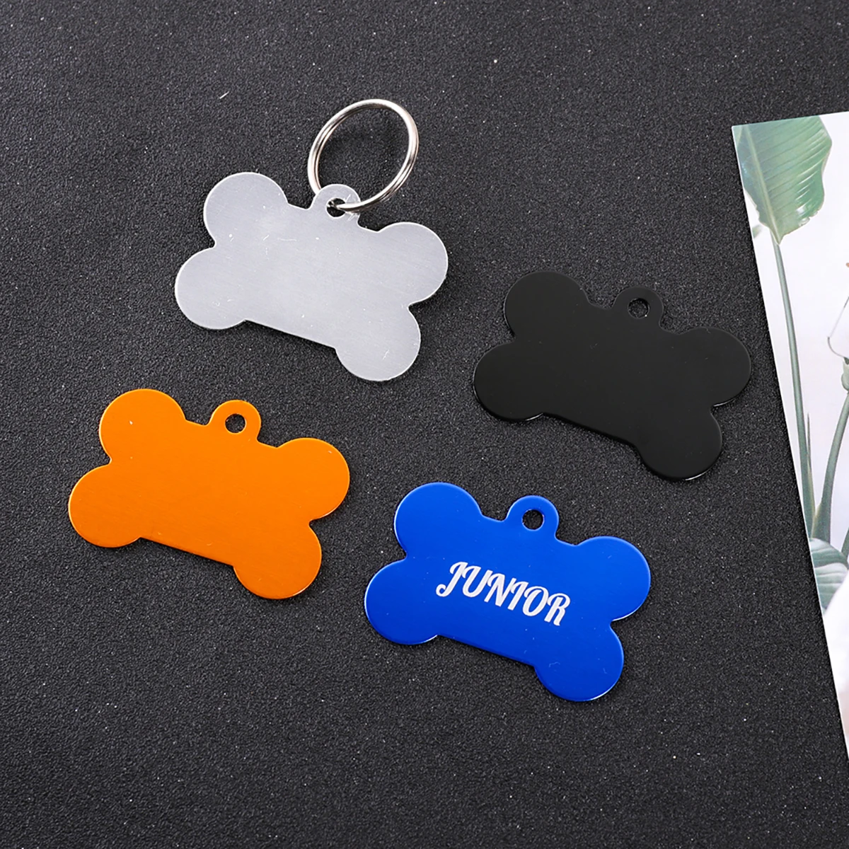 Custom Text Dog Tag Bone Shape Customized Text Dog Tags Laser Engraving Anti-lost Pendant Address Personalized Name Pets ID Tag