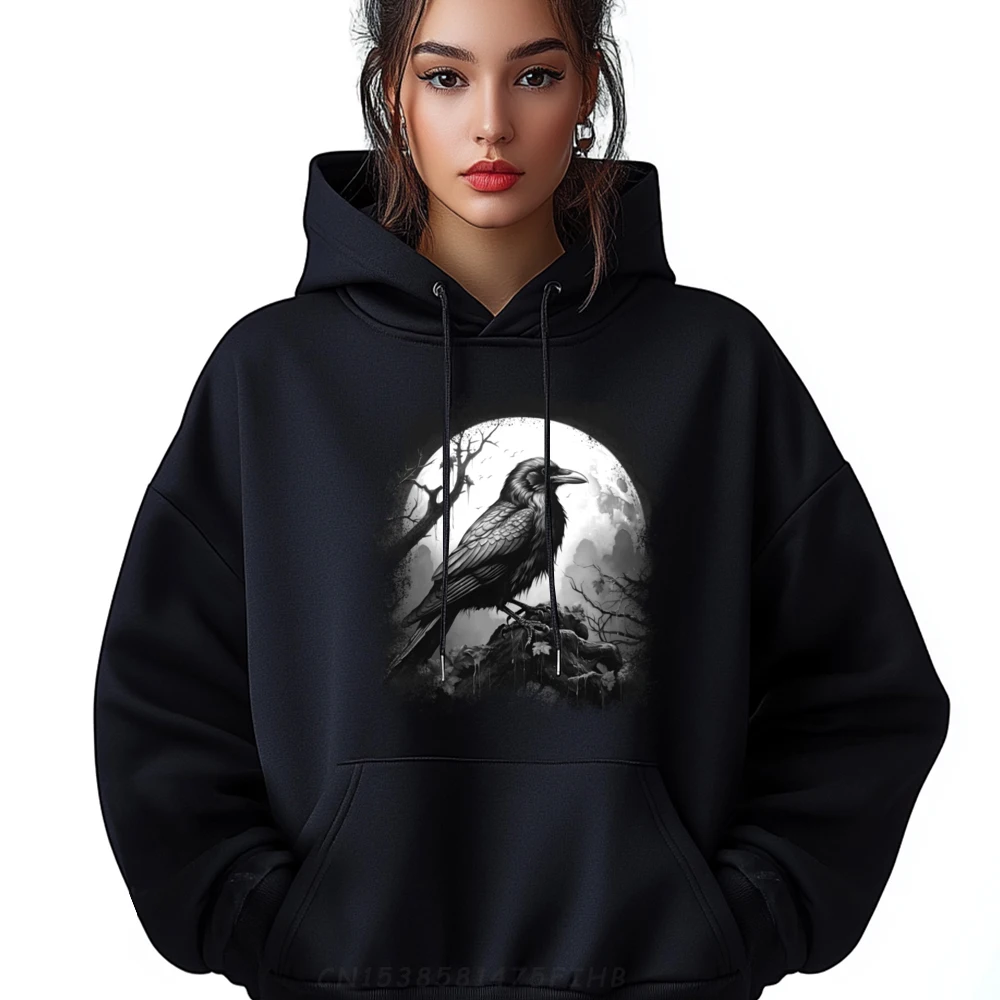 

Halloween Avian Lover Raven Bird Novelty Art Fall Clothes Aesthetic Hoodie Men Men's Winter Clothes