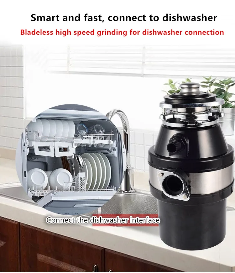 Garbage Processor Household Kitchen Food Processor Kitchen Sink Kitchen Waste Shredder Garbage Disposal220V