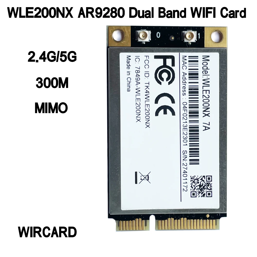 WIRCARD WLE200NX full-size mini PCI-E AR9280  Dual Band 2.4G/5G WIFI Module Wireless Network Adapter Atheros XB92