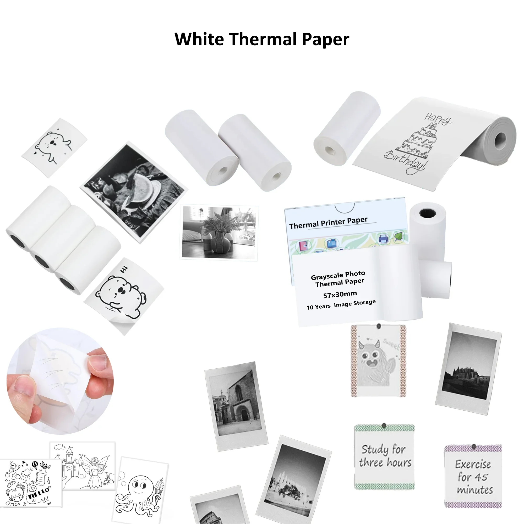 Mini Printer Paper Thermal Sticker Paper Self-adhesive Photo Printer Labels For M02/T02 Kids Instant Camera To-do Lists Diy Art