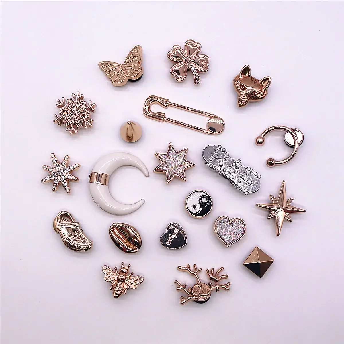 1 Pcs Luxury Gold Metal Shoe Charms Accessories Rivet Fine Color Bling Rhinestone Designer Sandal Decarations for Girl Gifts