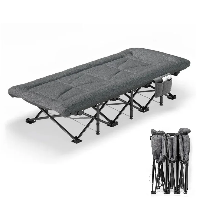 

Multi Function Used Outdoor Folding Solid Small Footprint 14 Legs X Shaped Steel Frame Linen Fabric Camping Cot Bed