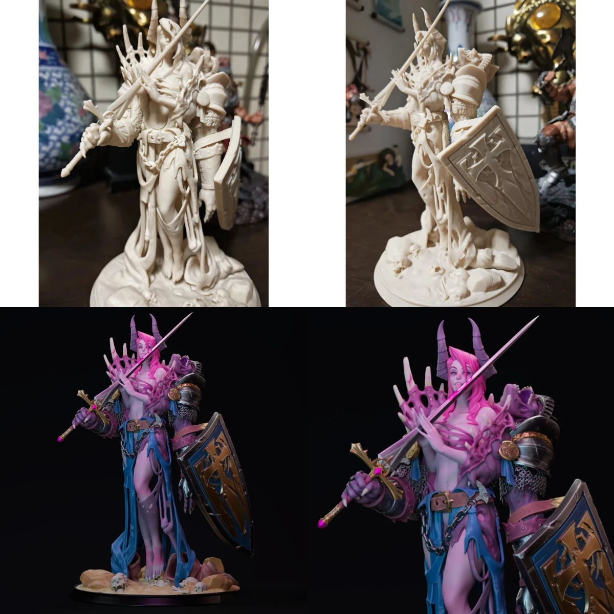 1PC Fallen Paladin 3D Printed Resin Blank Model DIY Coloring Self-assembly Statue Figurines Miniatures Craft Gift