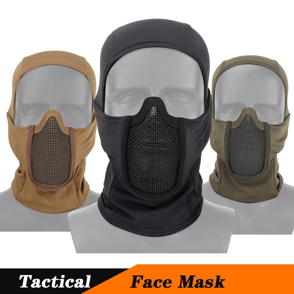 Military Tactics Baraklava Mask Air Gun Colorful Ball Half Mask Outdoor Military Hunting Protective Metal Mesh Mask