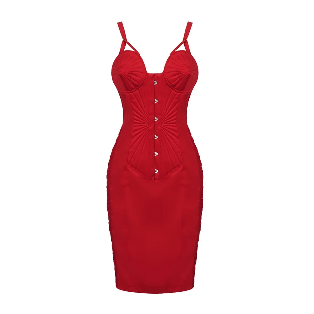 Moda vermelho cortar vestido sem costas sem mangas bodycon vestidos de festa sexy magro na altura do joelho vestido para baile de formatura evento de férias