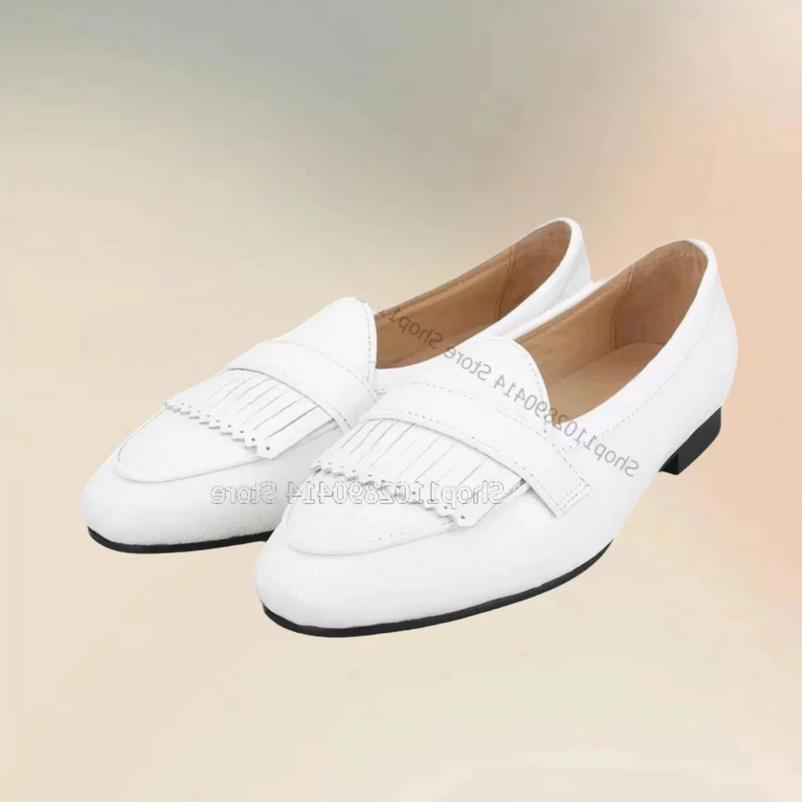 

White Tassels Sewing Design Low Top Loafers Fashion Slip On Men Shoes Luxurious Handcraft Party Banquet Office Men Dress Shoes
