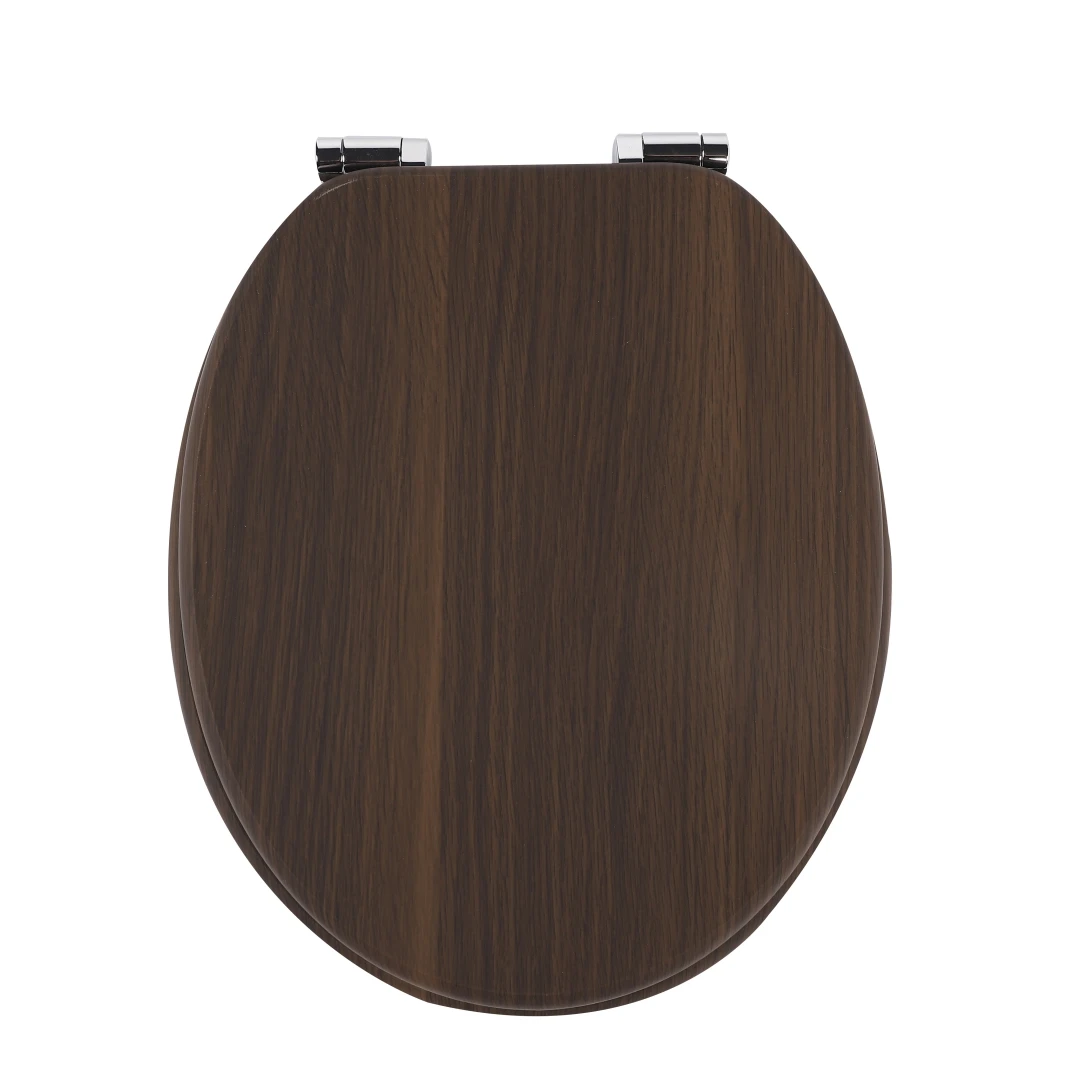 Siège de toilette SAINOS avec abattant automatique, abattant de toilette durable et stable en bois MDF, abattant de toilette aspect bois