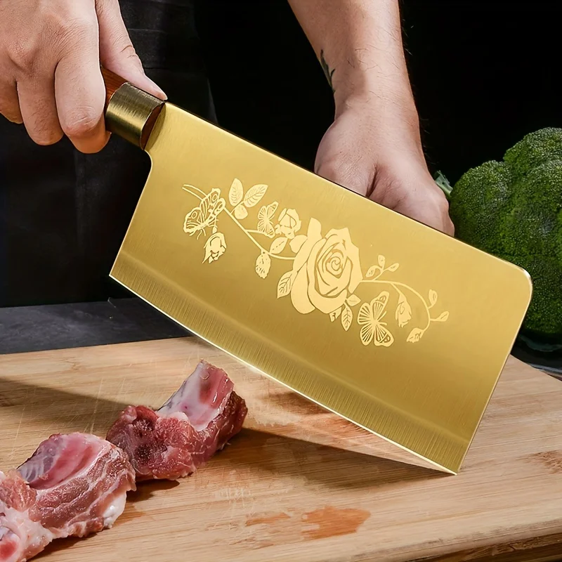 Deluxe Gold Kitchen Knife Seiko stainless steel blade with gold titanium plated Chef\'s knife Kitchen chef\'s kitchen knife