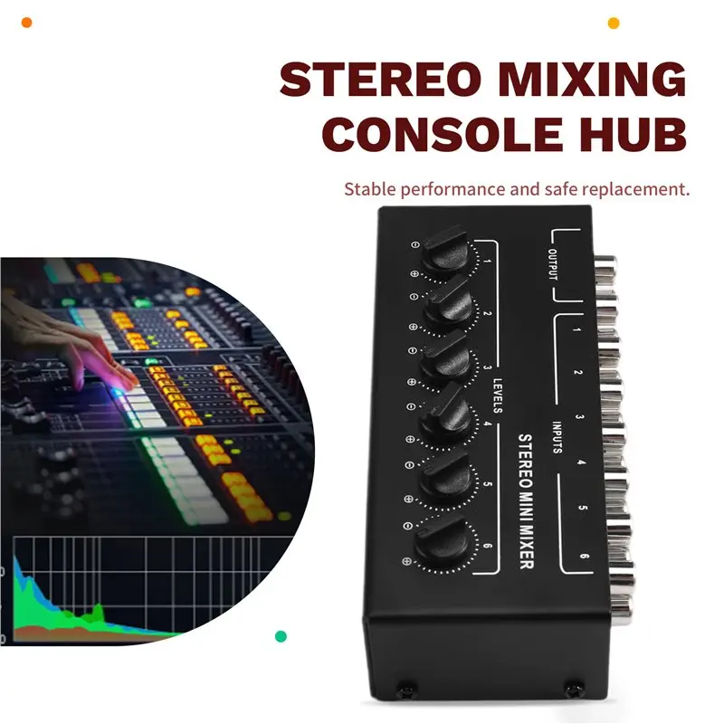 متفوقة الصوت خلاط ستيريو 6 قناة خلاط السلبي 6 في 2 خارج ستيريو الموزع التحكم في مستوى الصوت لا يتطلب بطارية