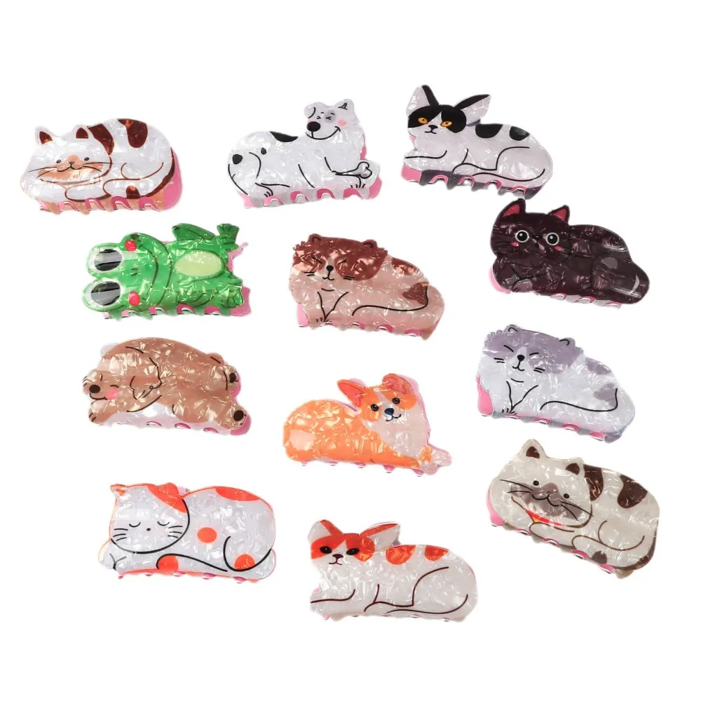 Cute Dog Cat Hair Claw Korean Style Cartoon Animal Shark Clip Mide Size Headwear Acrylic Animal Hair Clip Female/Girls