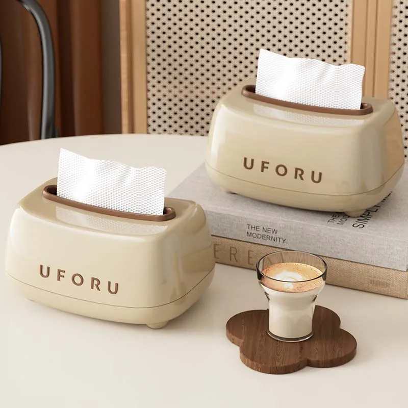 UFORU Cream air tissue box living room advanced sense pumping paper box Light luxury decoration creative napkin box