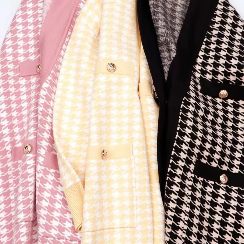 

Women's long-sleeved knitted cardigan, V-neck, warm winter clothing, women's coat