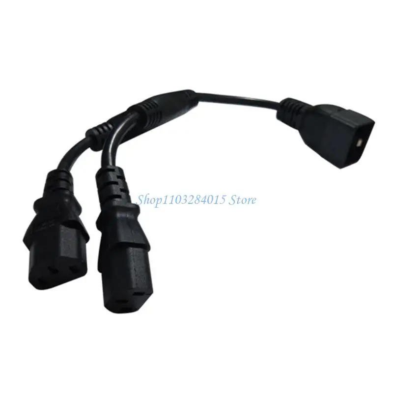 R6FF 3Prong C20 to C13+C13 Connectors Adapter Cord Male to Female Port Converter Cable Y-splitter Power Wire Black