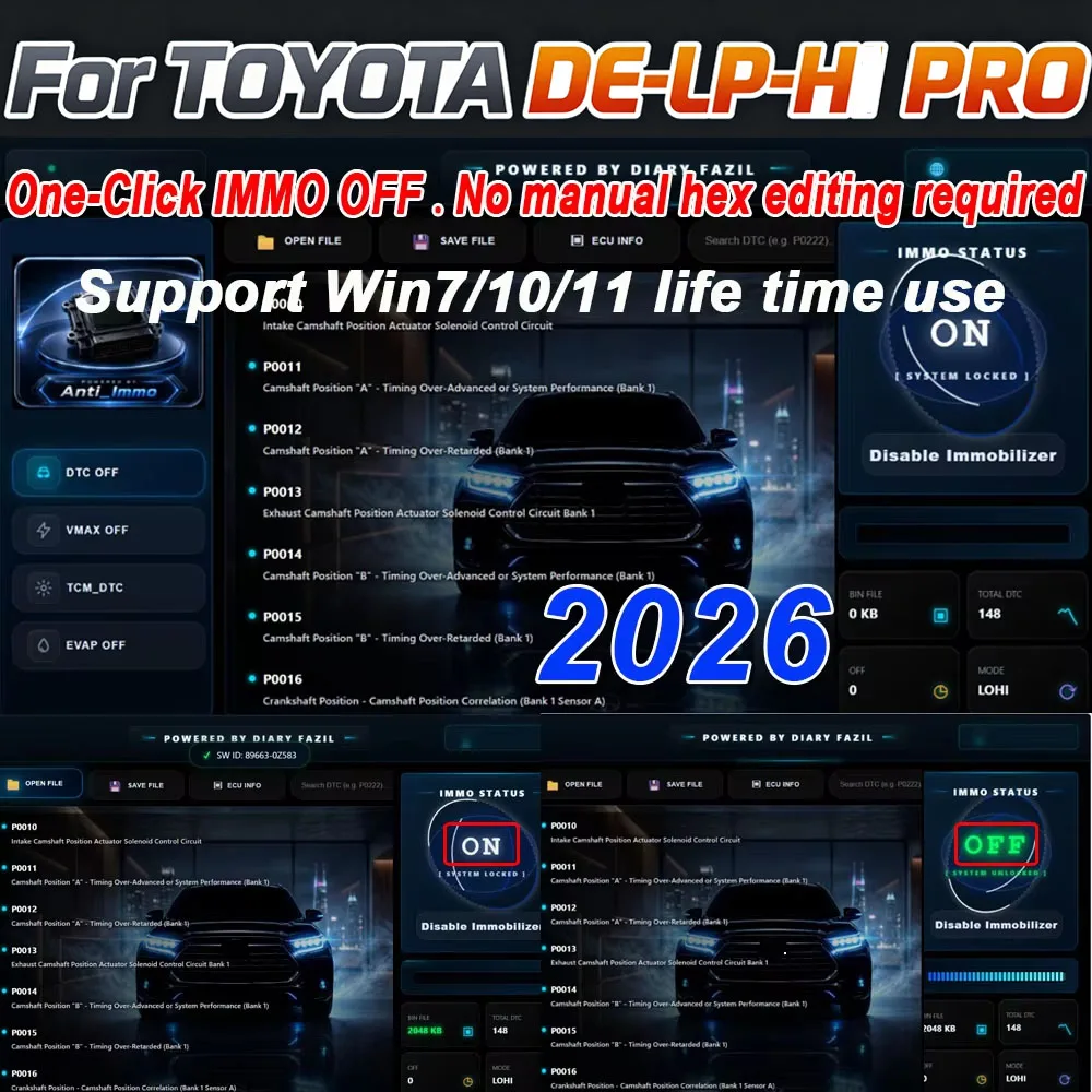 2026 For TOYOTA DE-LP-HI PRO Software for TOYOTA IMMO OFF Software No Manual Hex Editing Required The Ultimate ECU Solution