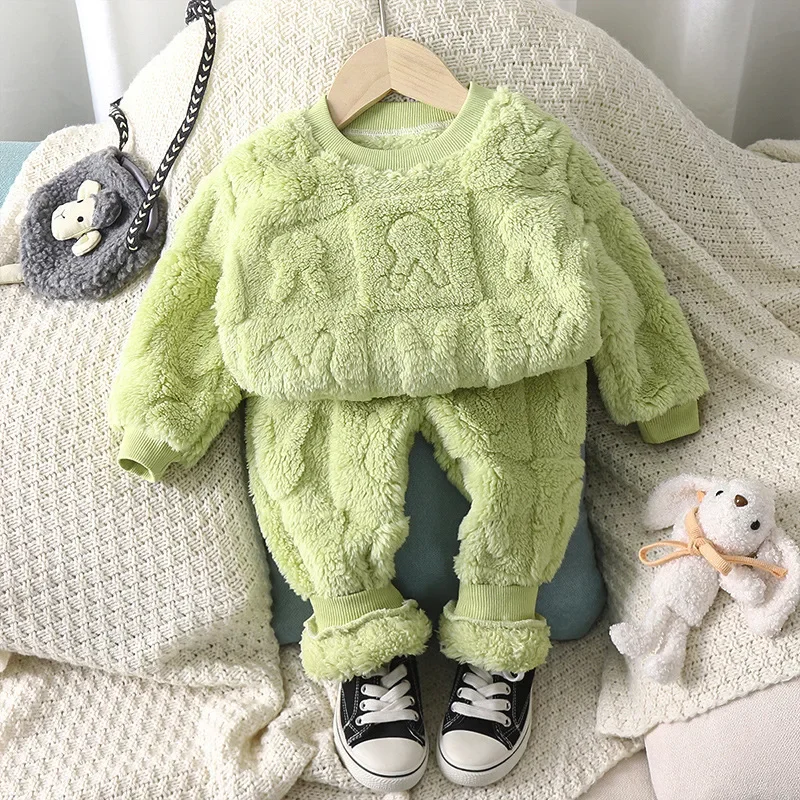 

Children's Pajama Set Warm Autumn Winter Sleepwear for Kids Boys Girls Thickened Homewear Plush Baby Clothes Set 1-10years