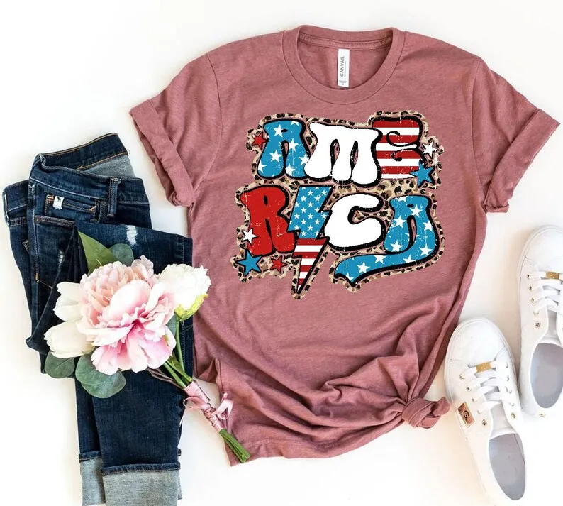 America 4th Of July  Leopard, Design Shirt Short Sleeve Top Tees O Neck Fashion 100% Cotton Streetwear harajuku goth y2k Tshirt