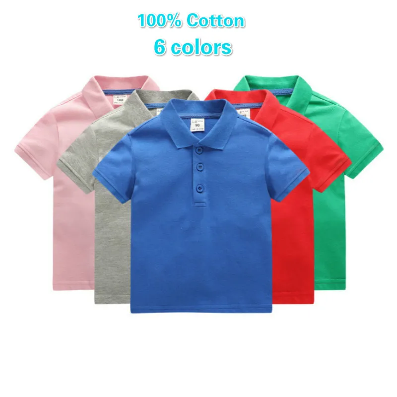 

Kids Boys Solid Color Cotton Polo Shirts 2025 Summer New Children Short Sleeve Tops Tee Girls Baby Lapel Shirt Age 1-10T