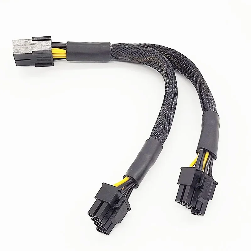 20cm Braided Y-Splitter GPU Adapter Cable PCIe 8 Pin Female To Dual 2X8 Pin(6+2) Male PCI Express Power Adapter Extension Cable