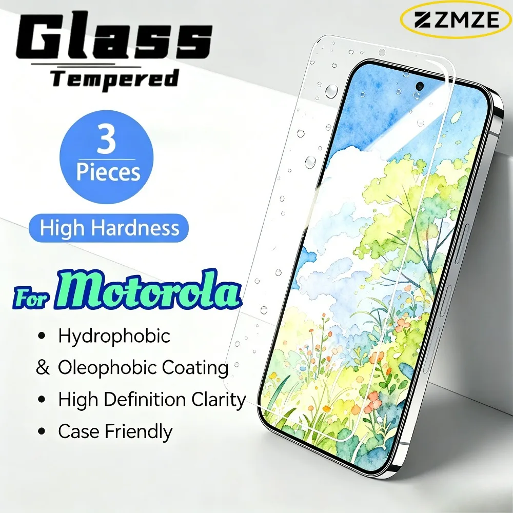 

3Pcs Ultra Clear Tempered Glass Films Complete For Motorola Edge 60 Stylus 30 Pro 20 Lite 20 Fusion 60 50 30 Neo 30 20 70 Series