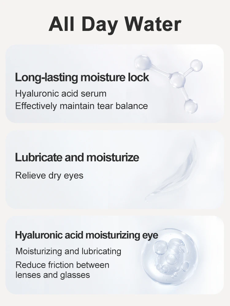 KILALA 10ml Lens Eye Drops Hyaluronic Acid Lens Solution for Dry Eyes Liquid for Contact Lenses Lubricating Eye Drops