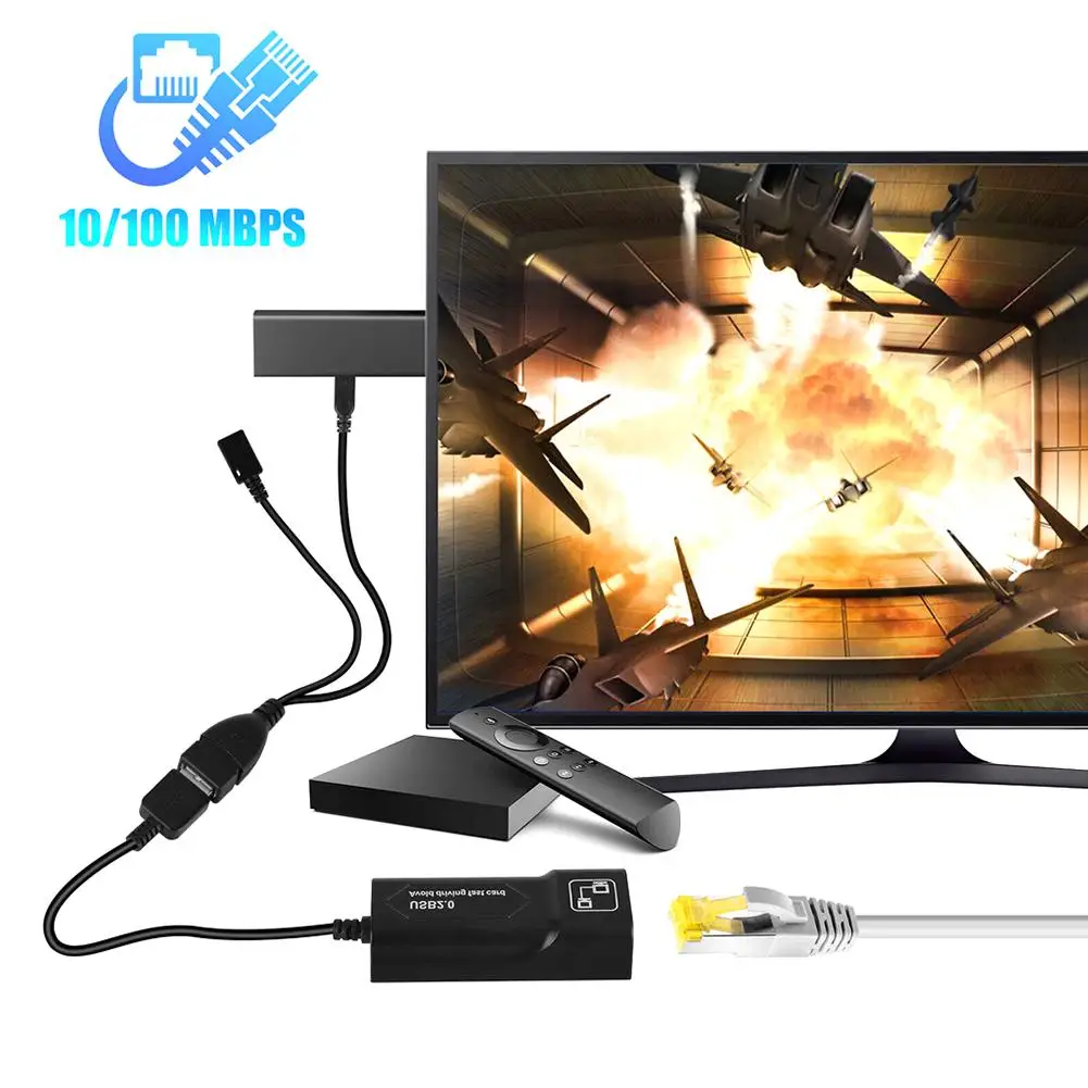 1 Pcs Lan Adaptador Ethernet Auto-conectar Adaptador Usb Compatível Para Amazon Fogo Tv 3/Vara Gen 2 / 2 Stop Buffer Dropshippin