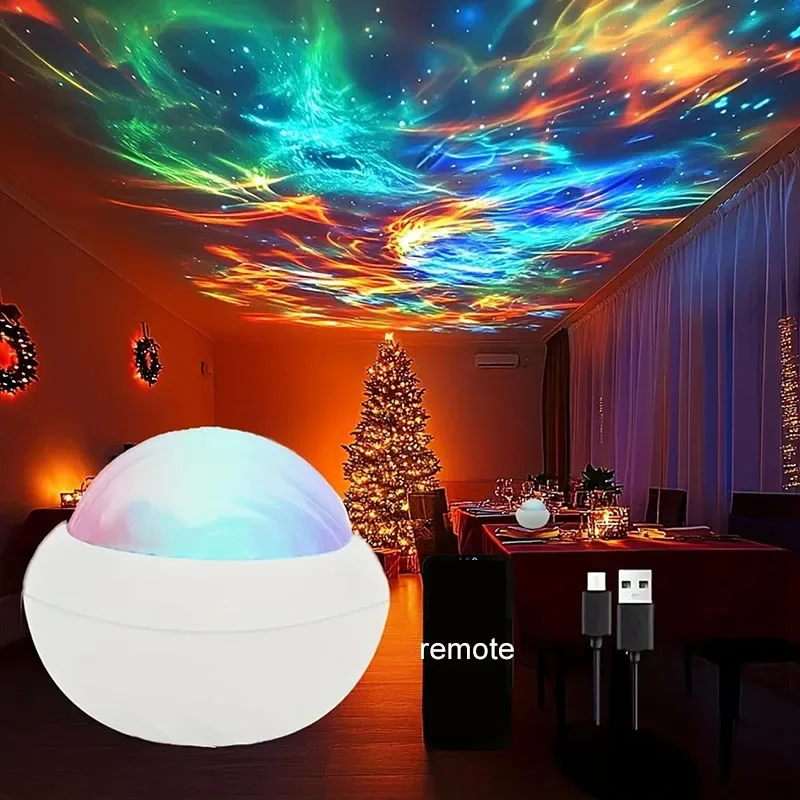 Lampe de projecteur LED USB Galaxy 360 °   Veilleuses d'ambiance boule aurore du nord, avec télécommande, pour décoration de plafond de fête et de maison