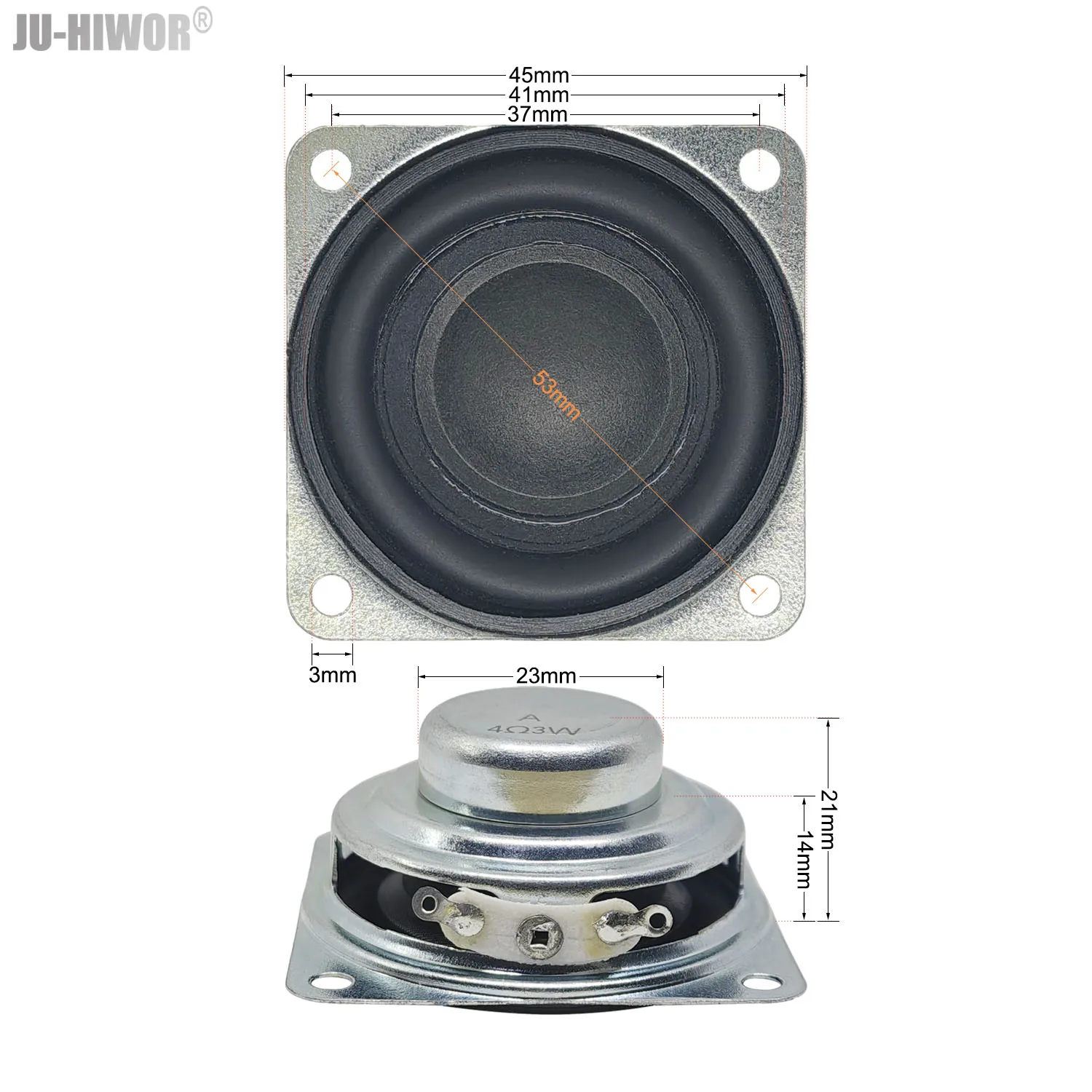 2PCS 4Ohms 3W 45mm Square 16mm Core Dual Neodymium Magnetic 21mm Thickness 1.75 Inch Bluetooth Loudspeaker