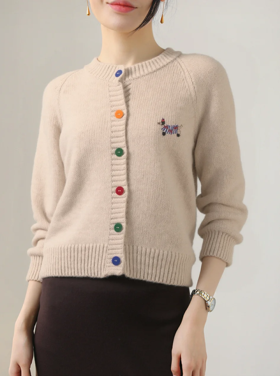 

Новый кардиган 2025 года, кардиган с вышивкой в лесном стиле, женский свитер в натуральном пасторальном стиле для женщин