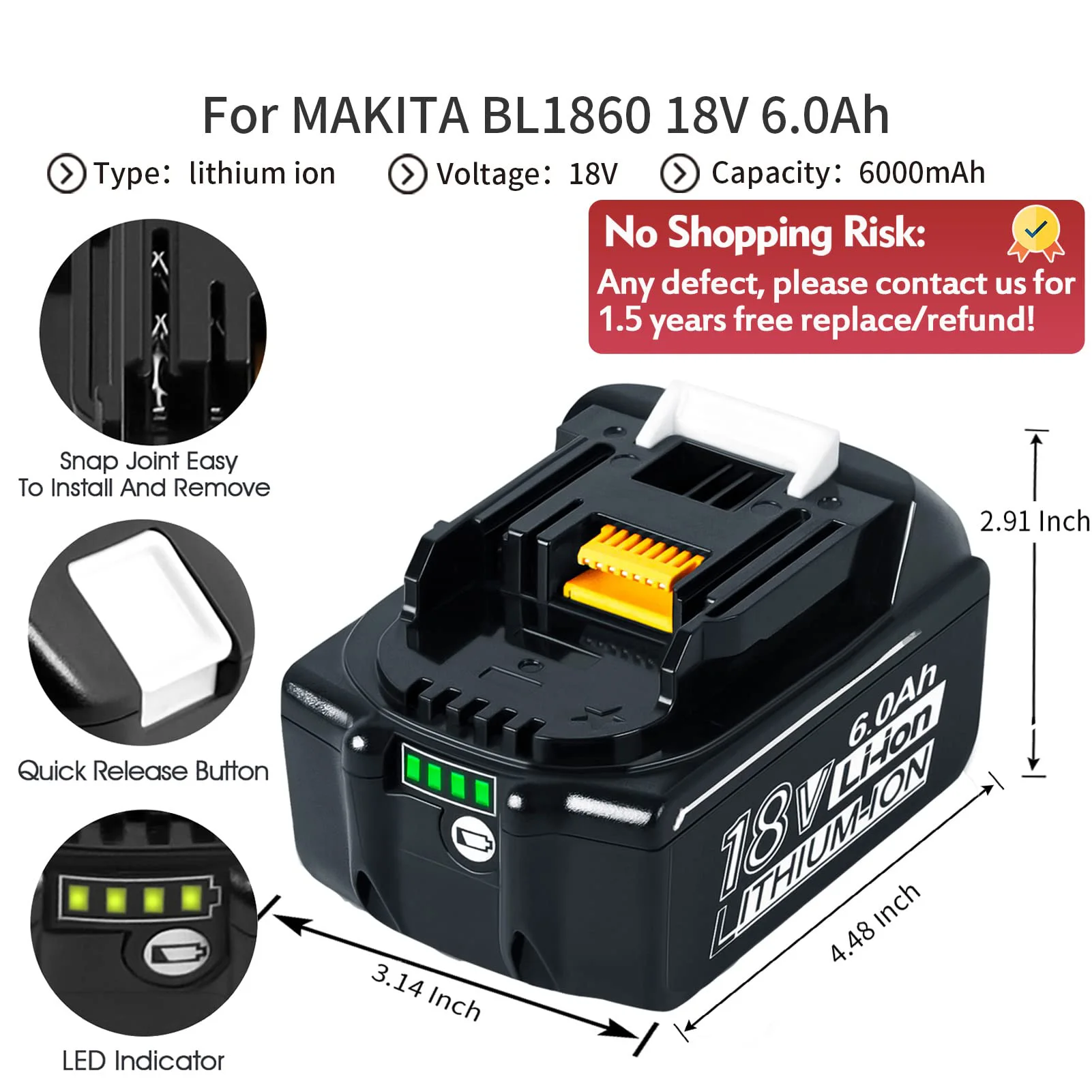 18V 9Ah 6Ah Battery for Makita 18V BL1850 BL1830 LXT BL1860B / Dual Charger DHL