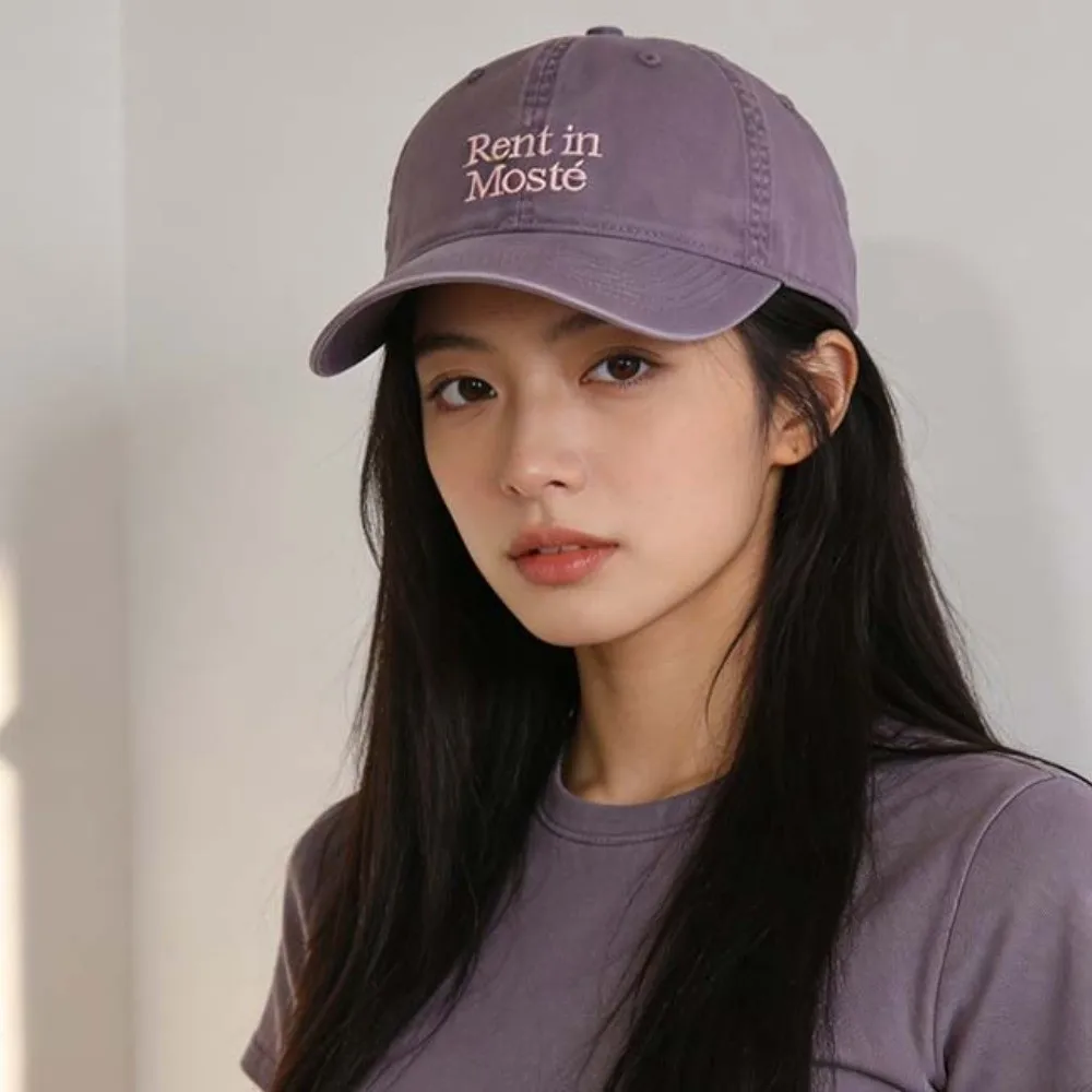 Soft Top Construction Embroidered Baseball Cap Adjustable Metal Buckle Big Head Friendly Morandi Color Sun Hat