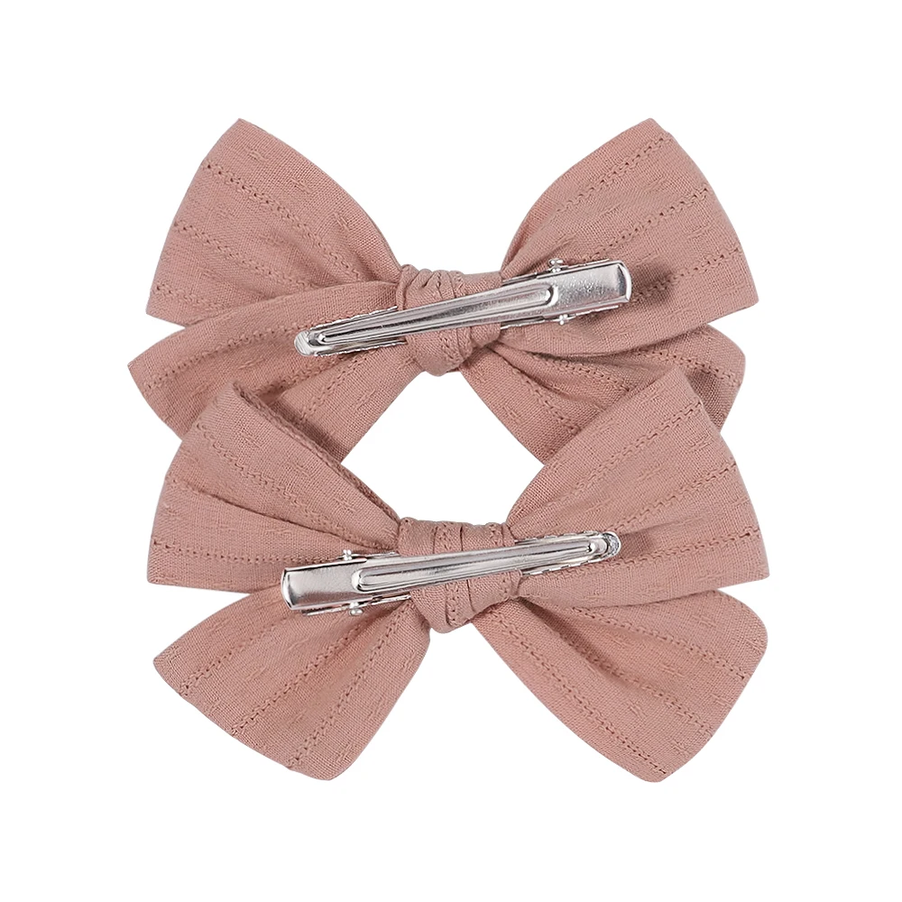 2Pcs/Set 3.55\'\' Candy Color Bowknot Hair Clips For Cute Girls Cotton Bows Clips Hairpin Barrettes Headwear Kids Hair Accessories