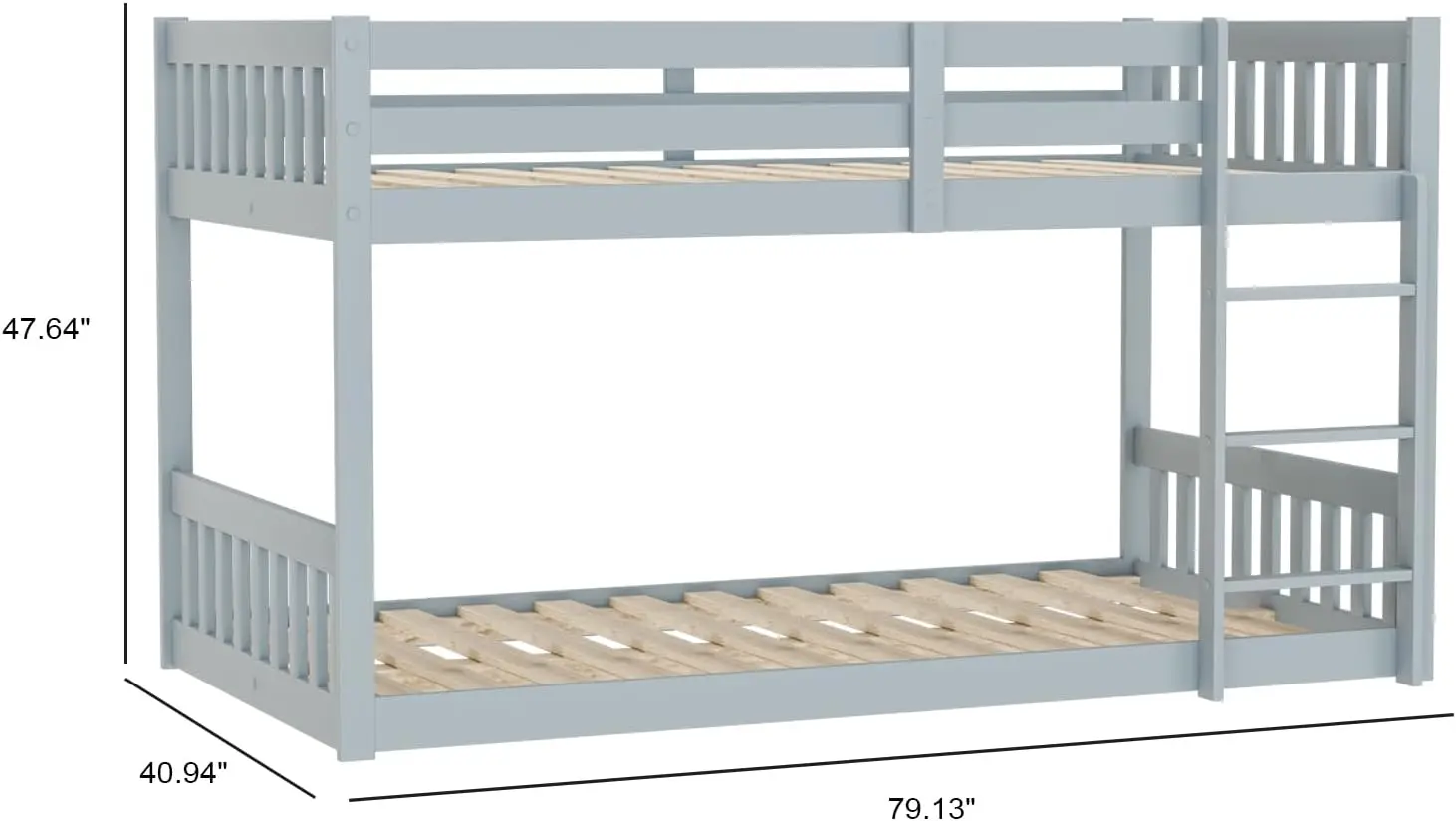 Joymor Twin Over Twin Bunk Bed For Kids Children Teens, Solid Wood Bunk Bed Frame With Ladder And Guard Rail Space Saving Beds