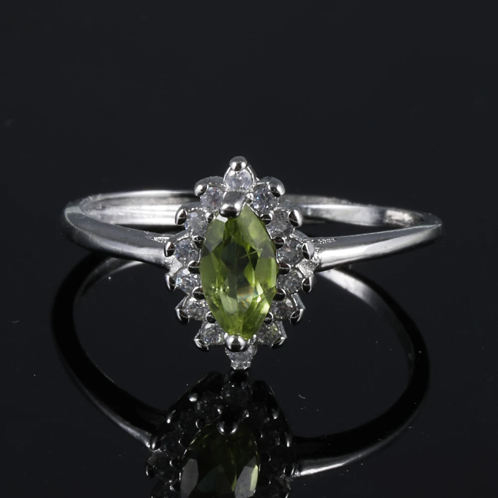 

100% натуральный драгоценный камень перидот медь посеребренное кольцо регулируемое кольцо для женщин подарок на день рождения ювелирные изделия