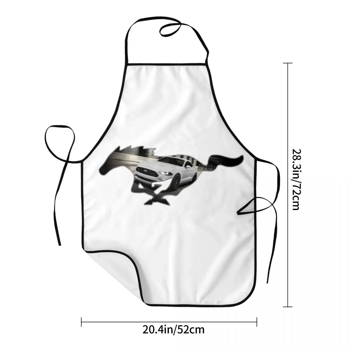 Ford Mustang GT Logo Emblem Design (White On Black) Aprons Chef Cooking Tablier Bib Kitchen Cleaning Pinafore for Women Men