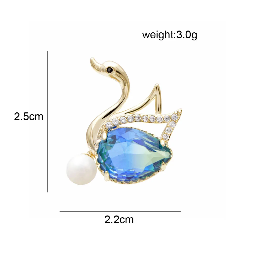 CINDY XIANG 4 Colors Avaible Rainbow Cubic Zirconia Swan Collar Brooch Pin Unisex Fashion Brooches Suit Wedding Brooch Gift