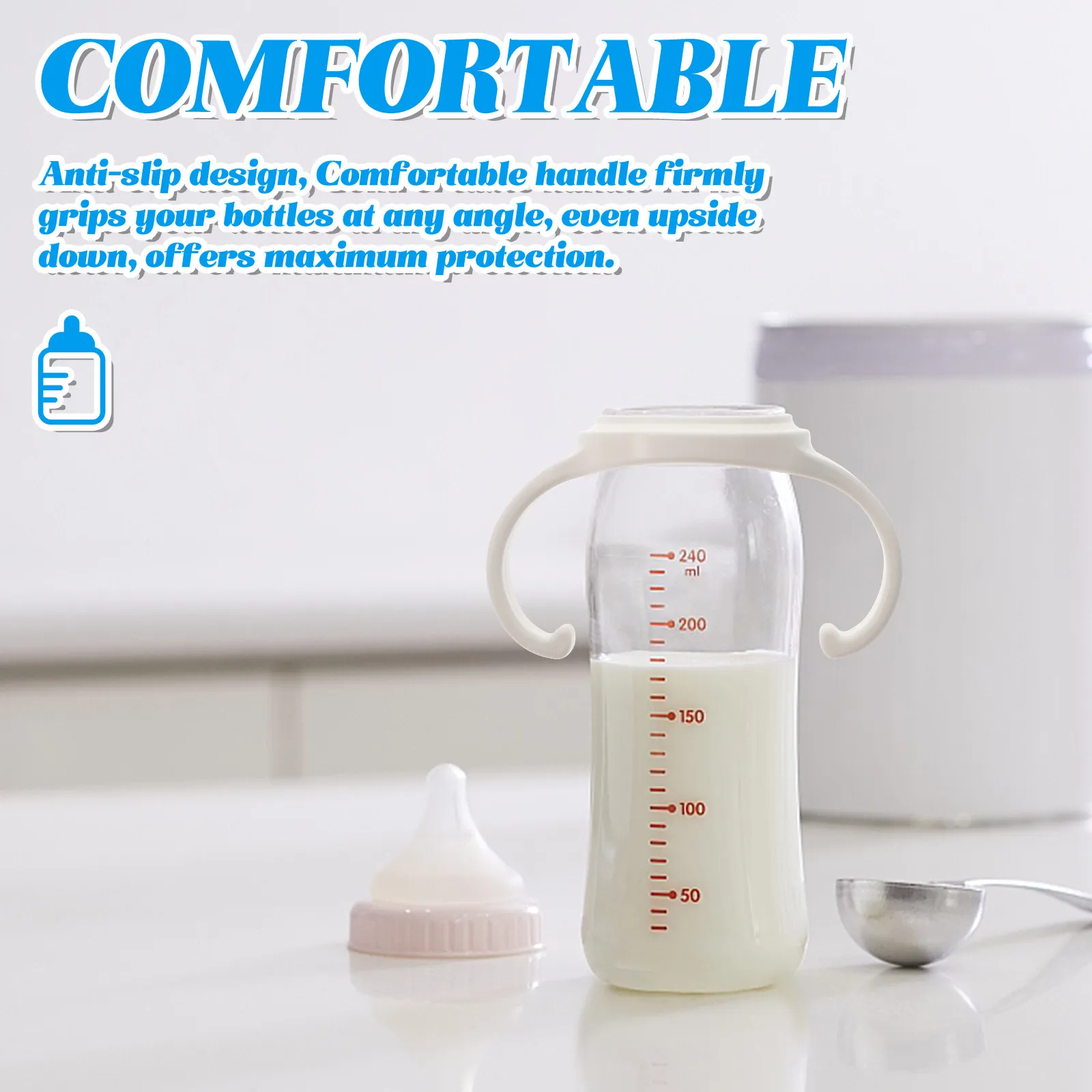 

6Pcs Baby Feeding Bottle Handles Non Slip Silicone Bottle Holder Attachments for Glass Plastic Baby Bottles Mom Dad Nursery