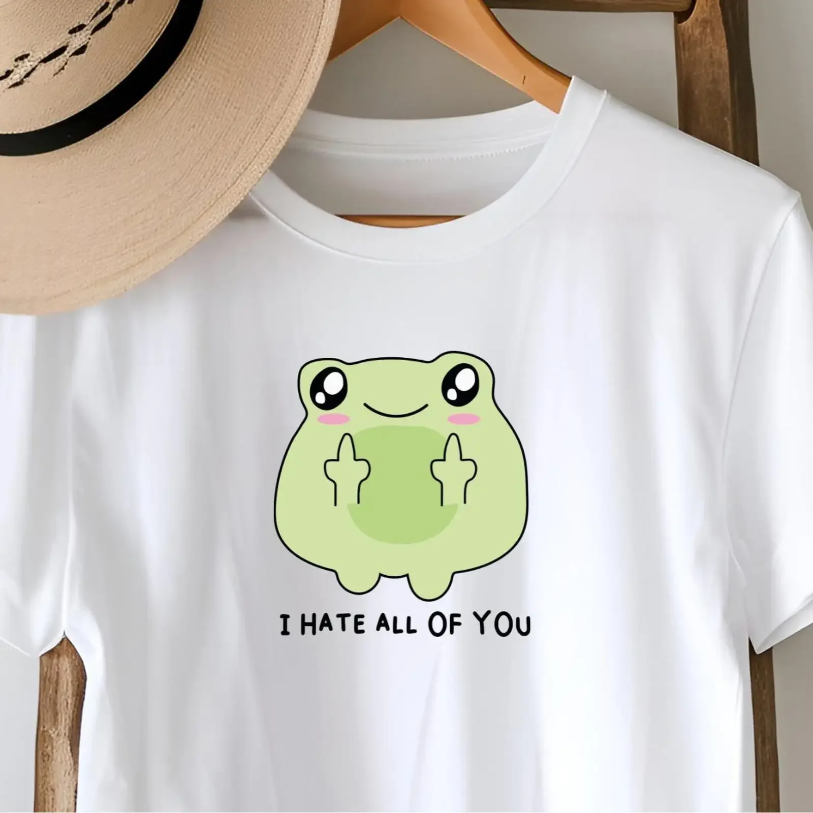 Funny Frog Meme T Shirt Sarcastic Kawaii Rude Slogan vintage Washed Comfortable Stylish graphic streetwear Soft