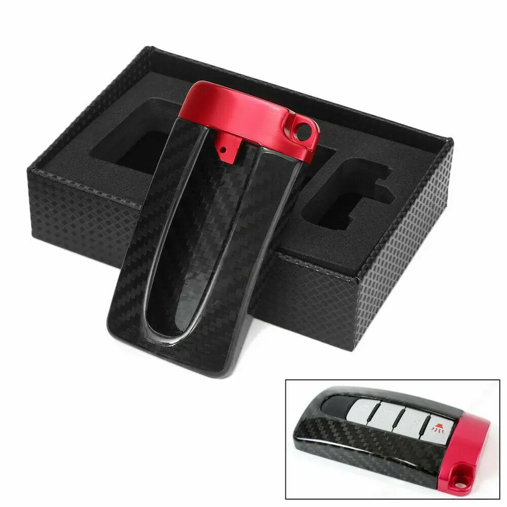GTR Style Real Carbon Fiber Remote Smart Key Fob Cover Shell Cap For Nissan GT-R 370Z Maxima Infiniti G25 G37 M35 Q70 QX70 QX80