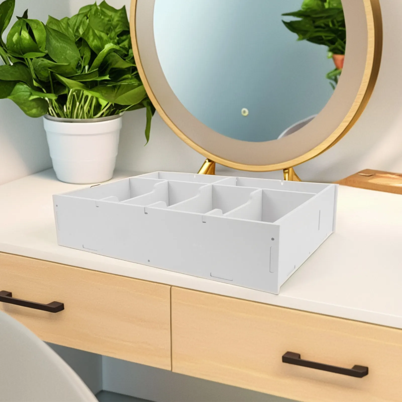 Plastic Multi Compartment Holder Organizer Desk Money Tray Dividers Storage Bin Receipt Office