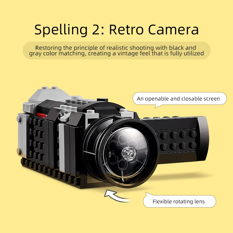 Retro Camera Creative Variety Series three-in-one Camera Creative Building Blocks Model Toy Children\'s puzzle Toy for kids Gifts