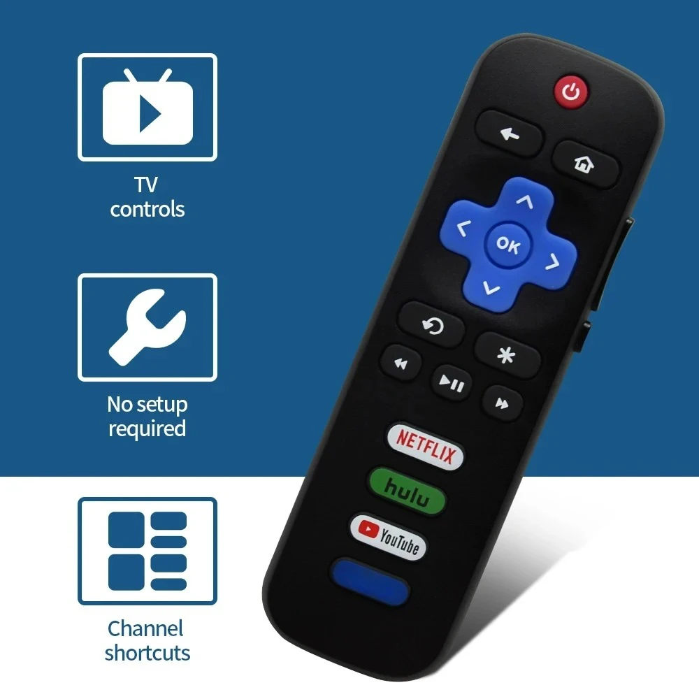 Control remoto RC280A para televisores Roku, TCL, Hisense, Onn, Philips, control remoto de repuesto (no compatible con Roku Stick o Box), 1/2 unidades