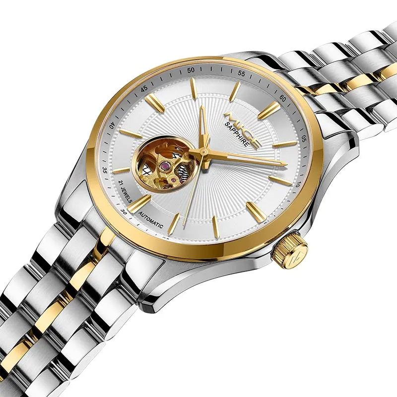 ساعات MIGE الأصلية ميوتا للزوجين أوتوماتيكية متعرجة محدودة تحرير ساعة يد ميكانيكية مقاومة للماء من الفولاذ المقاوم للصدأ