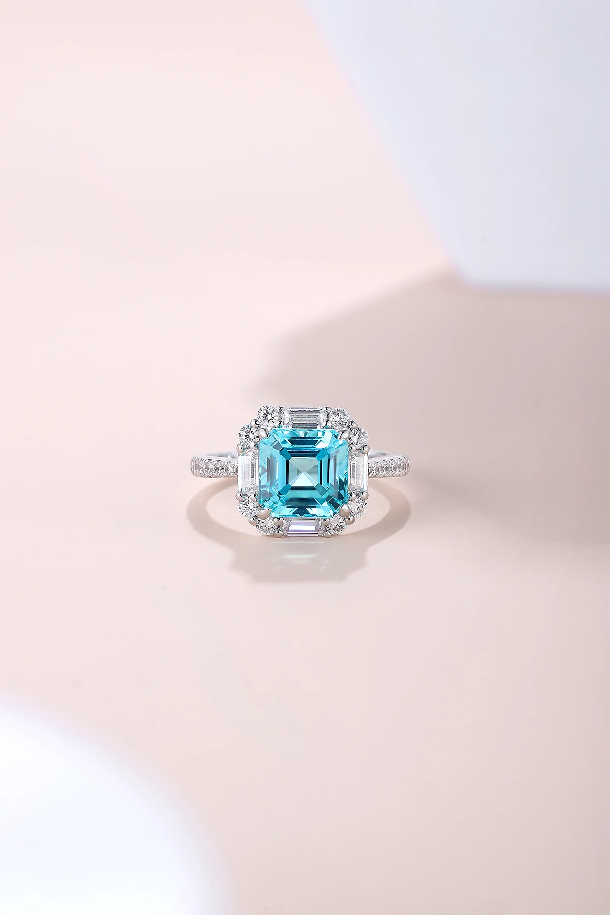 Fashion Jewelry Asscher Cut Lab Grown Paraiba Ring For Daily Wear Gift Sterling Silver Gemstoone Women Accessories Rings