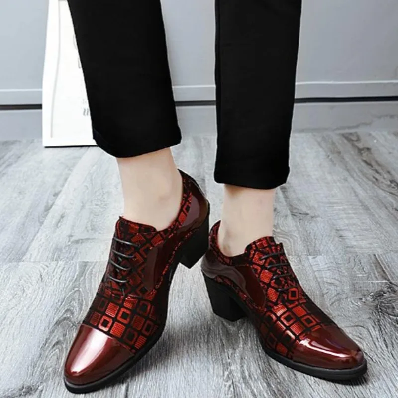 

Trendy Men Leather Shoes Comfortable Fit Height Increasing Shoes Luxury Business Dress Shoes Sharp Pointed Anti Deformation Shoe