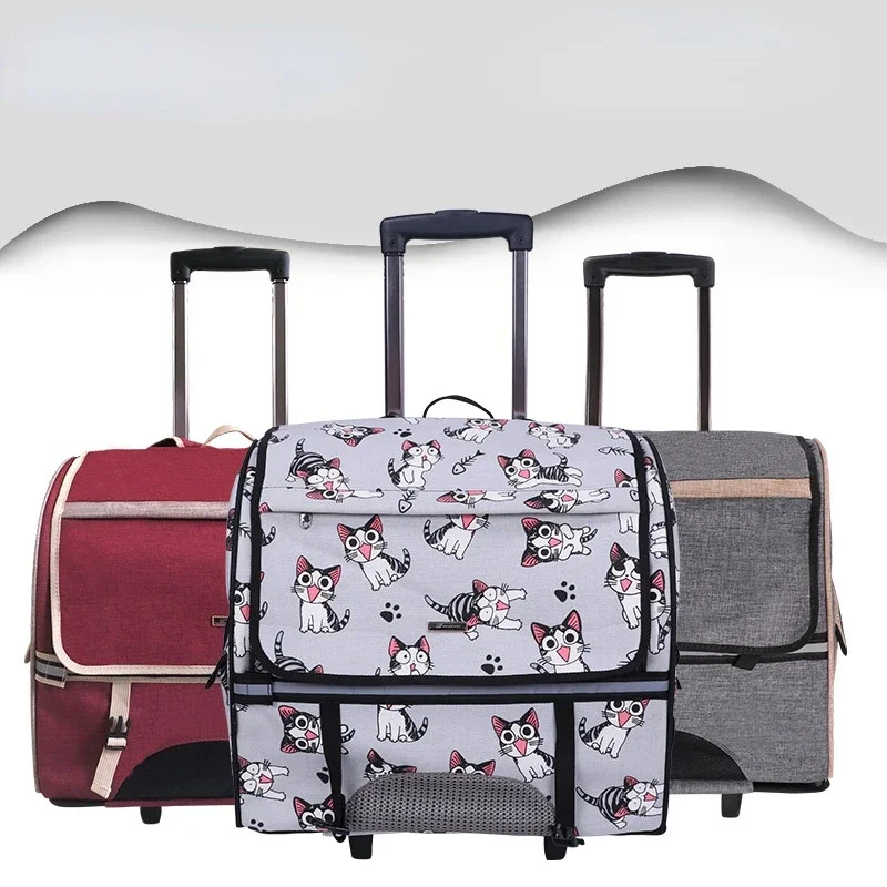 

DODOPET High-end Pet Backpack Cat Trolley Case Multi-functional Dog Outing Backpack Multi-pet Trolley Bag