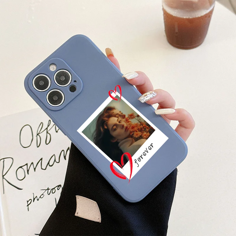DIY Couple Customized Photo TPU Soft Case For iPhone 16 15 14 13 12 11Pro Max Mini SE 2020 2022 XS XR 6 6s 7 8 Plus back cover view 5