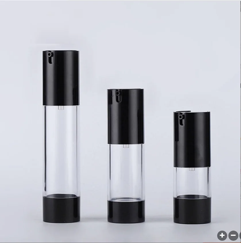 50ml  airless bottle plastic bottle black  pump/bottom transparent body for lotion/emulsion/serum/foundation packing