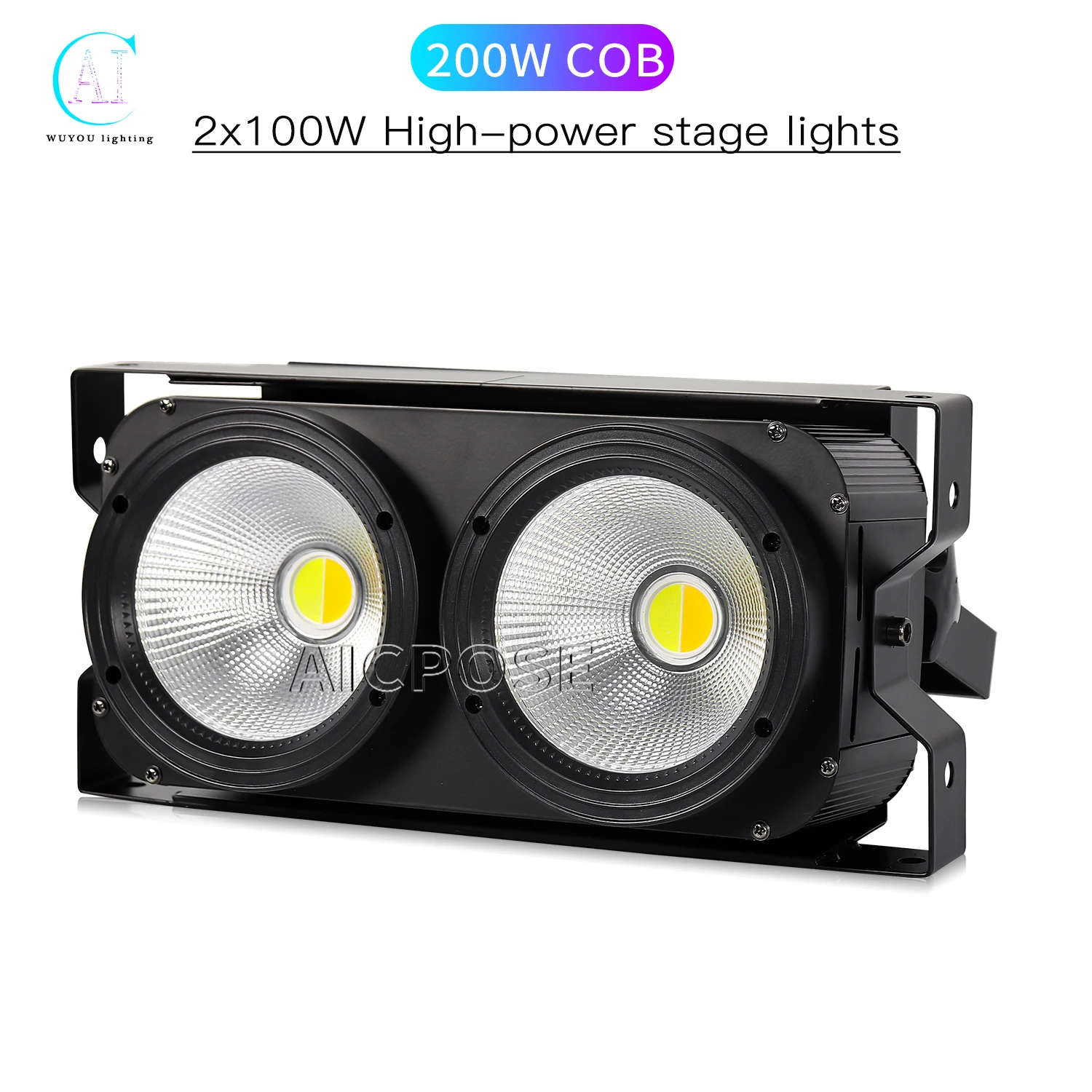 200W 2 Eye COB Stage Light 2x100W Cold White Warm White Light DMX Control DJ Disco Equipment Party Dance Floor Lighting