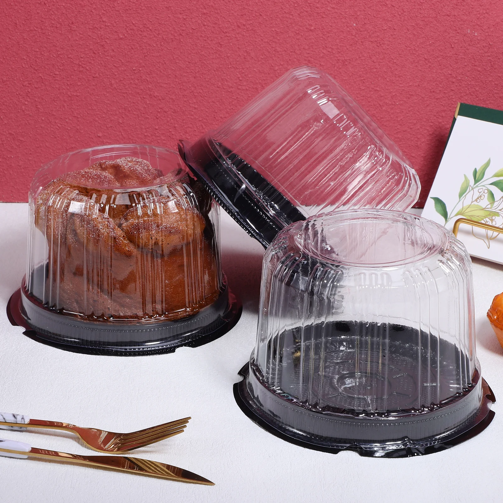 

10pcs Box Round Clear Cake Carrier Portable Birthday Cake Holder Lightweight Food Safe Baking Container Party Supplies